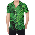 Green Fern Leaf Print Men's Shirt