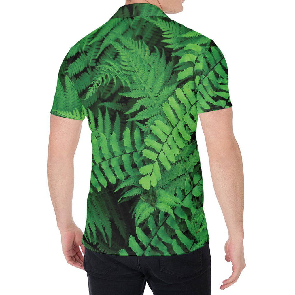 Green Fern Leaf Print Men's Shirt