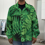 Green Fern Leaf Print Men's Shirt Jacket