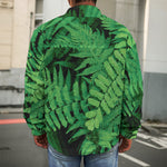 Green Fern Leaf Print Men's Shirt Jacket