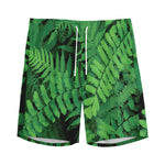 Green Fern Leaf Print Men's Sports Shorts