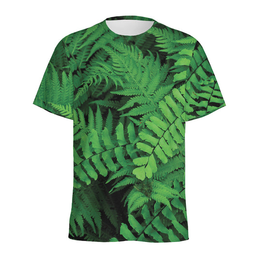 Green Fern Leaf Print Men's Sports T-Shirt