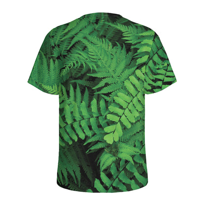 Green Fern Leaf Print Men's Sports T-Shirt