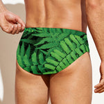 Green Fern Leaf Print Men's Swim Briefs