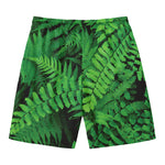 Green Fern Leaf Print Men's Swim Trunks