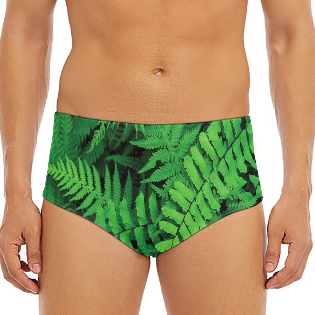 Green Fern Leaf Print Men's Triangle Swim Briefs