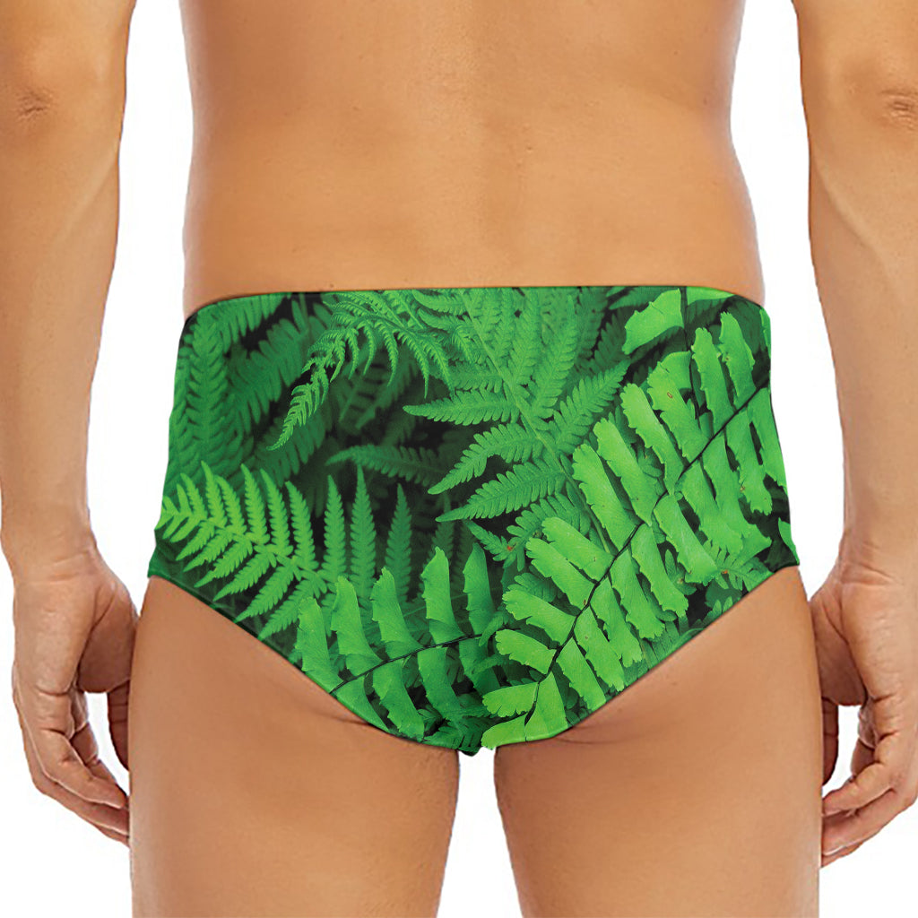 Green Fern Leaf Print Men's Triangle Swim Briefs