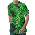 Green Fern Leaf Print Men's Velvet T-Shirt