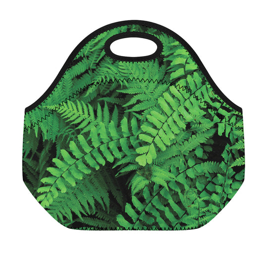 Green Fern Leaf Print Neoprene Lunch Bag