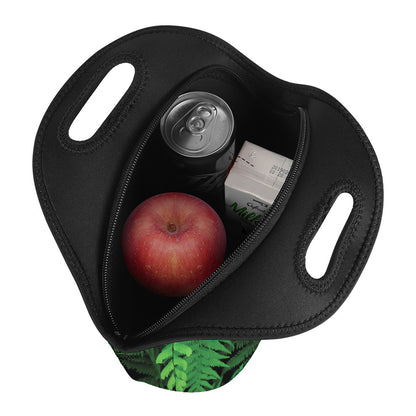 Green Fern Leaf Print Neoprene Lunch Bag