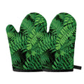 Green Fern Leaf Print Oven Mitts