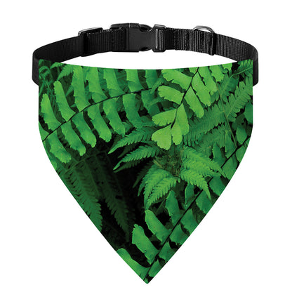 Green Fern Leaf Print Over The Collar Dog Bandana