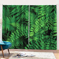 Green Fern Leaf Print Pencil Pleat Curtains