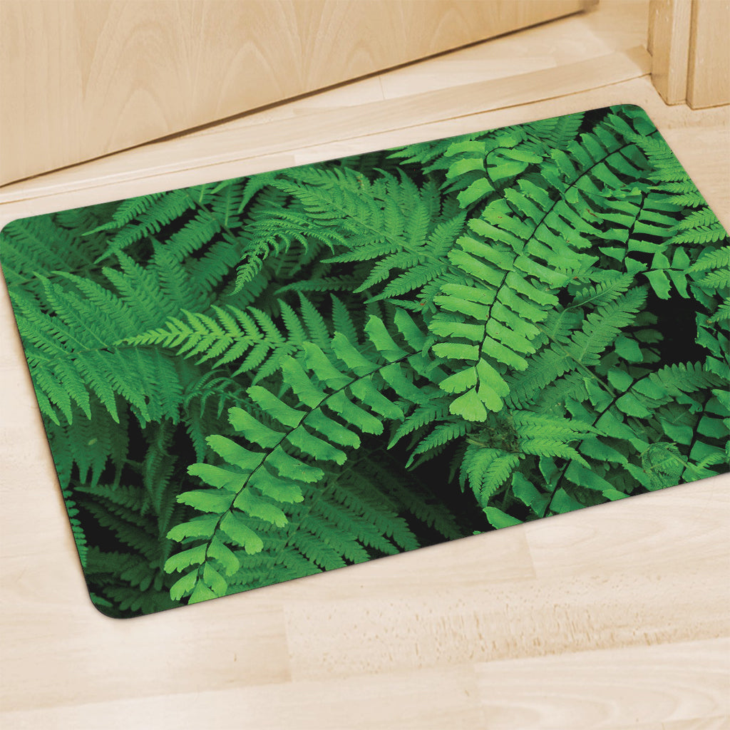 Green Fern Leaf Print Polyester Doormat