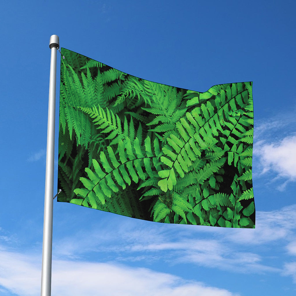 Green Fern Leaf Print Polyester Flag