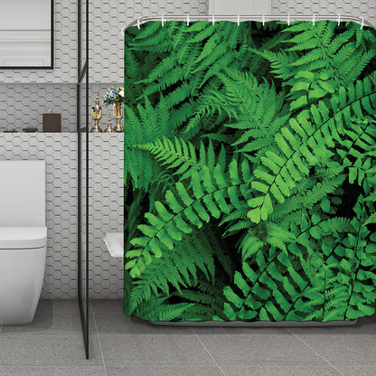 Green Fern Leaf Print Polyester Shower Curtain