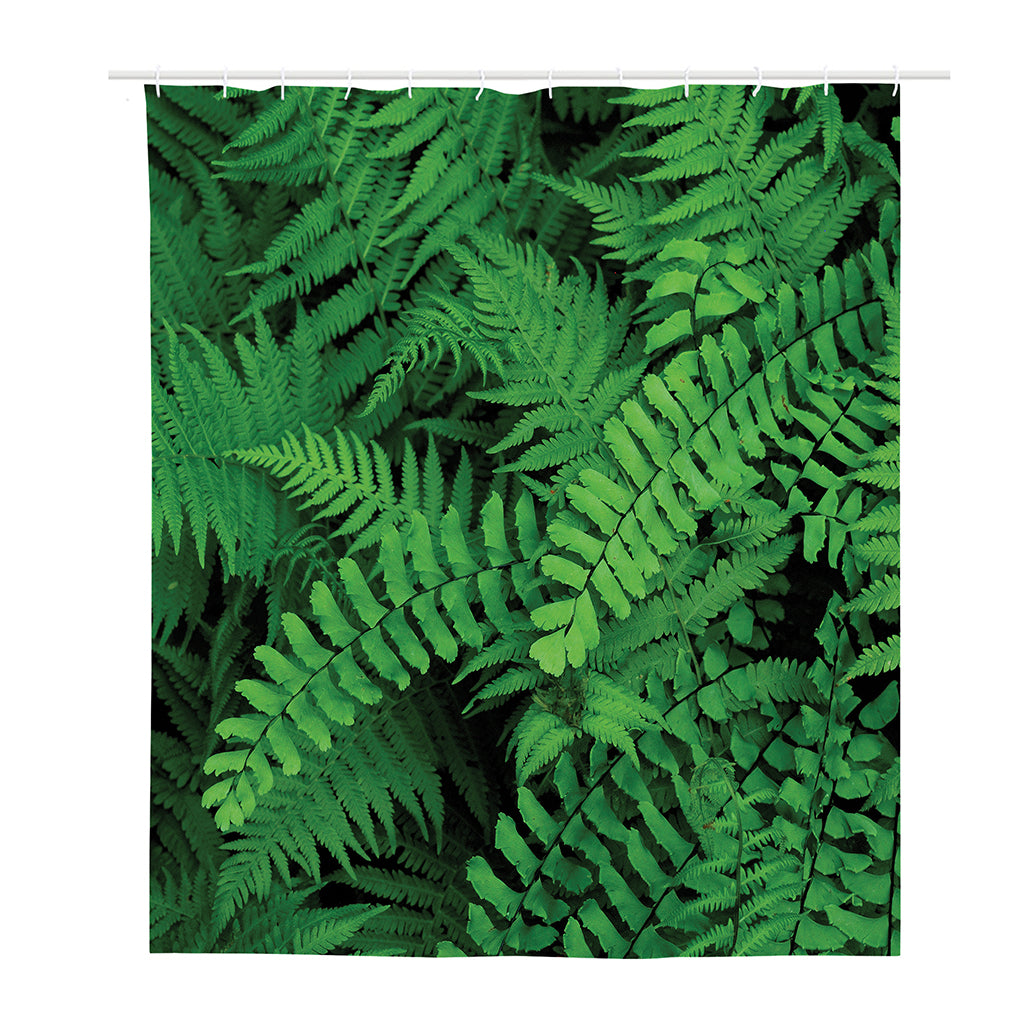 Green Fern Leaf Print Polyester Shower Curtain