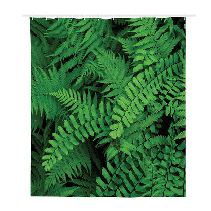 Green Fern Leaf Print Polyester Shower Curtain