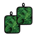 Green Fern Leaf Print Pot Holders