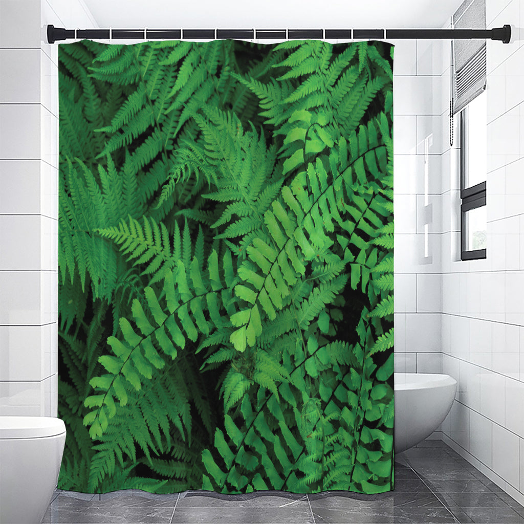 Green Fern Leaf Print Premium Shower Curtain
