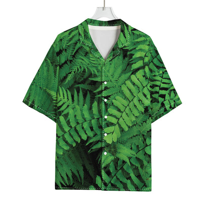 Green Fern Leaf Print Rayon Hawaiian Shirt