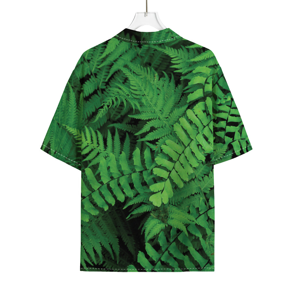 Green Fern Leaf Print Rayon Hawaiian Shirt