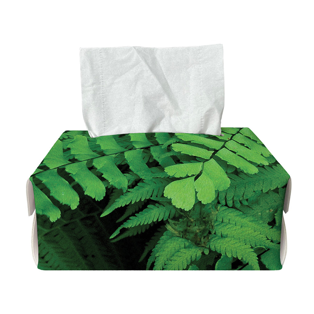 Green Fern Leaf Print Rectangle Tissue Box Cover