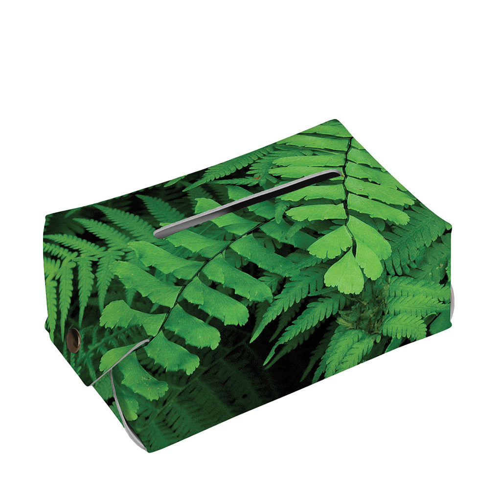 Green Fern Leaf Print Rectangle Tissue Box Cover