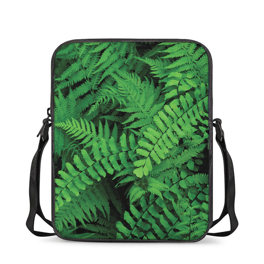 Green Fern Leaf Print Rectangular Crossbody Bag