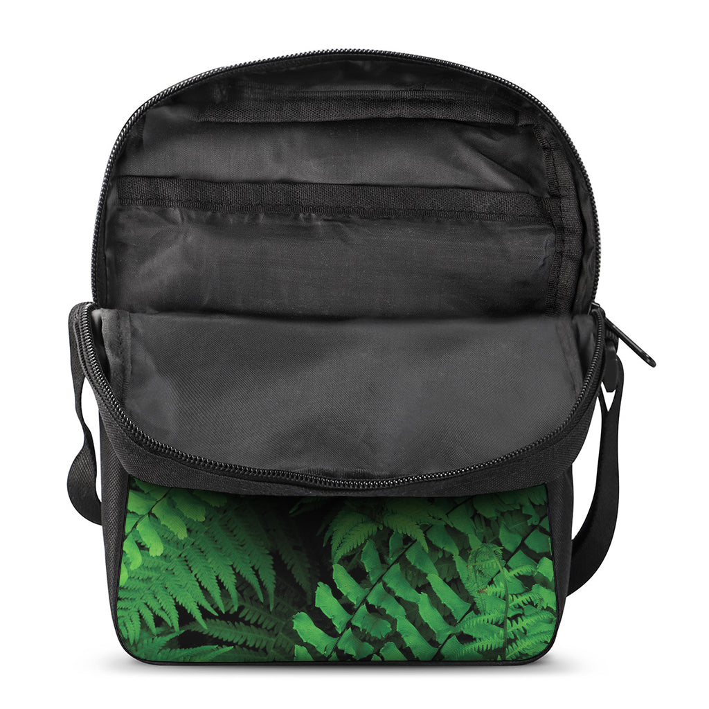 Green Fern Leaf Print Rectangular Crossbody Bag