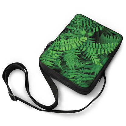 Green Fern Leaf Print Rectangular Crossbody Bag