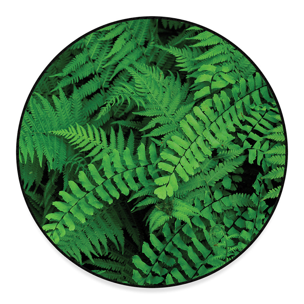 Green Fern Leaf Print Round Floor Mat
