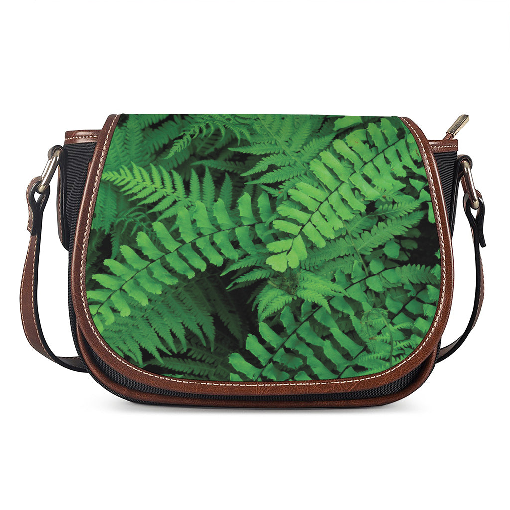 Green Fern Leaf Print Saddle Bag