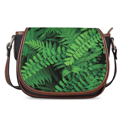 Green Fern Leaf Print Saddle Bag