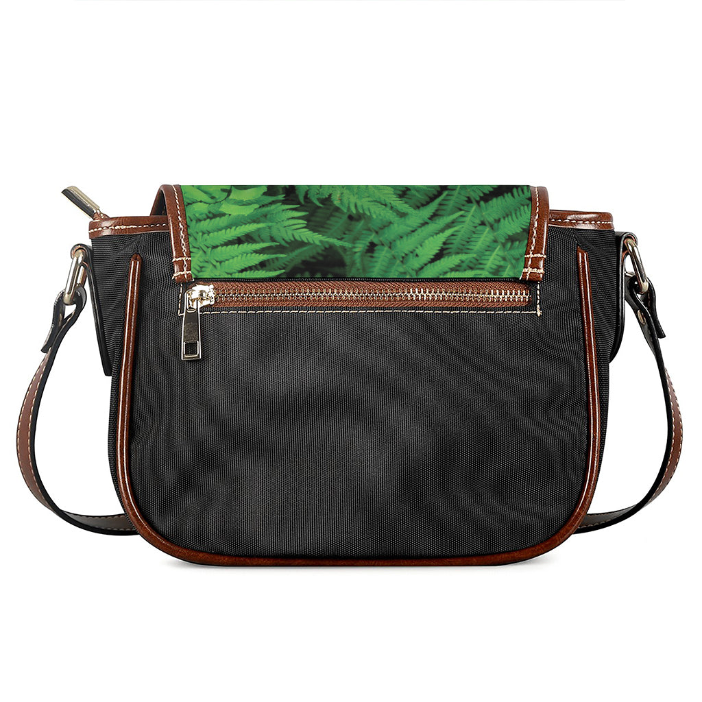 Green Fern Leaf Print Saddle Bag