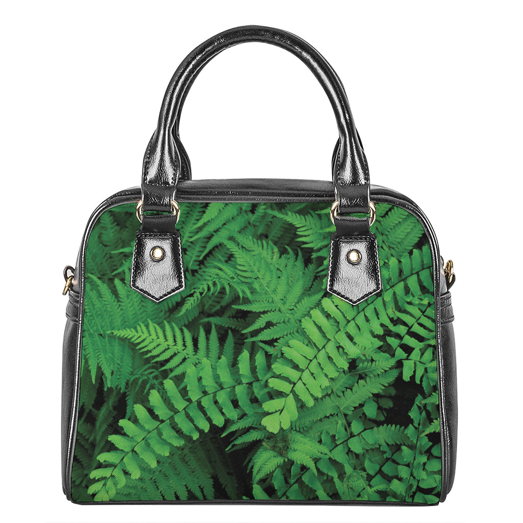 Green Fern Leaf Print Shoulder Handbag