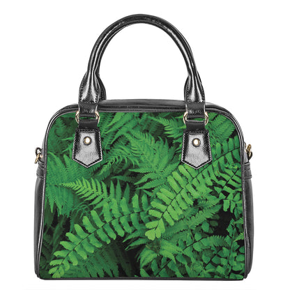 Green Fern Leaf Print Shoulder Handbag