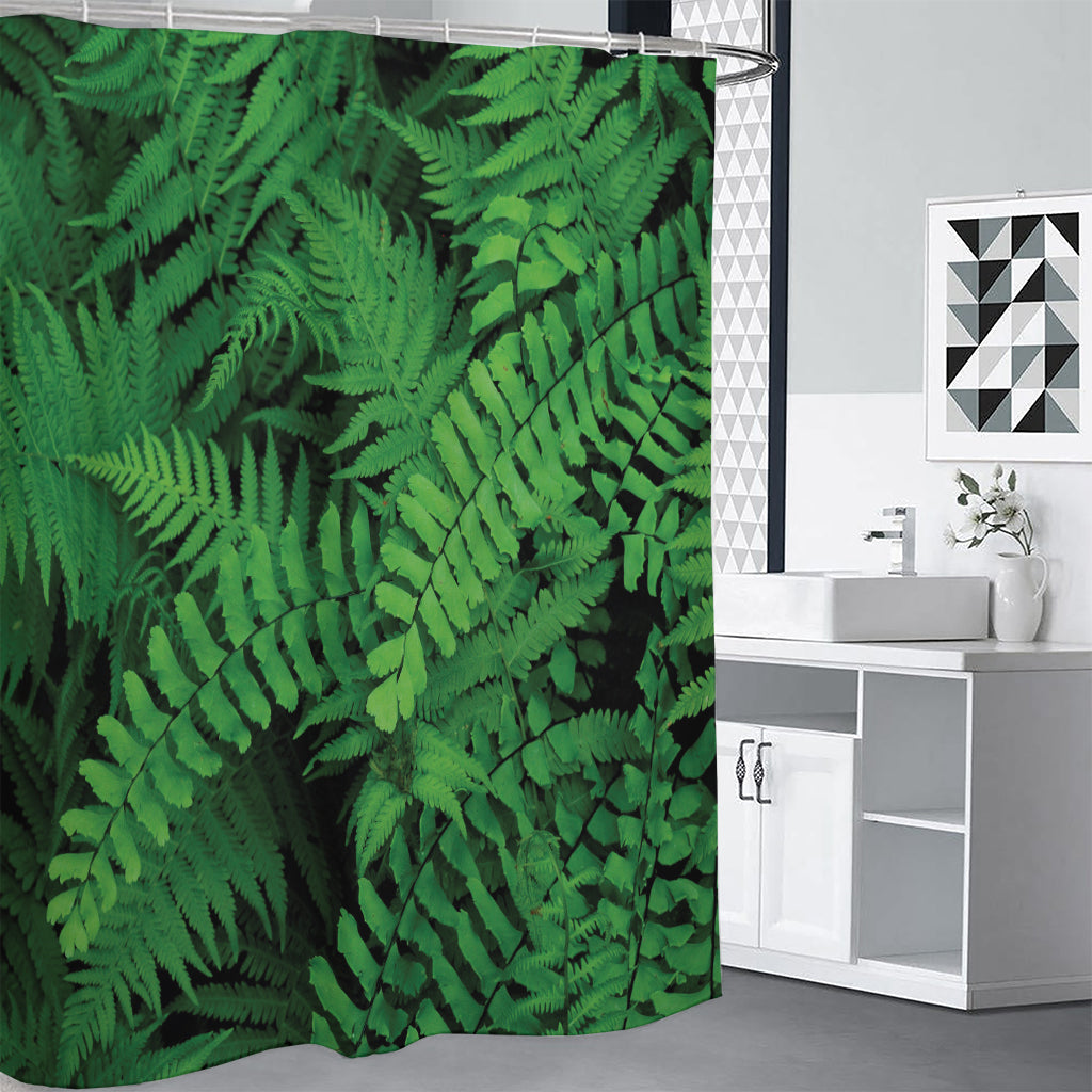 Green Fern Leaf Print Shower Curtain