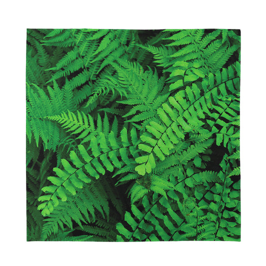 Green Fern Leaf Print Silk Bandana