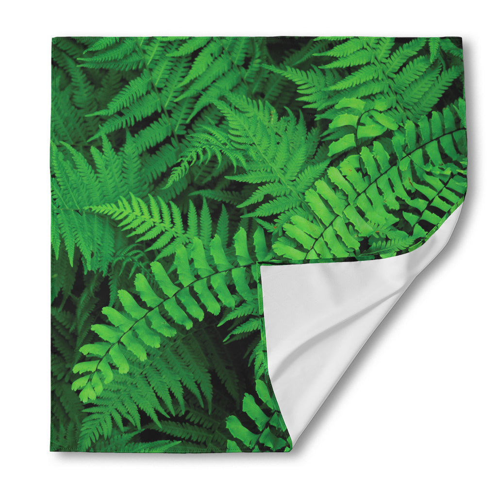 Green Fern Leaf Print Silk Bandana
