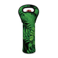 Green Fern Leaf Print Single Neoprene Wine Tote