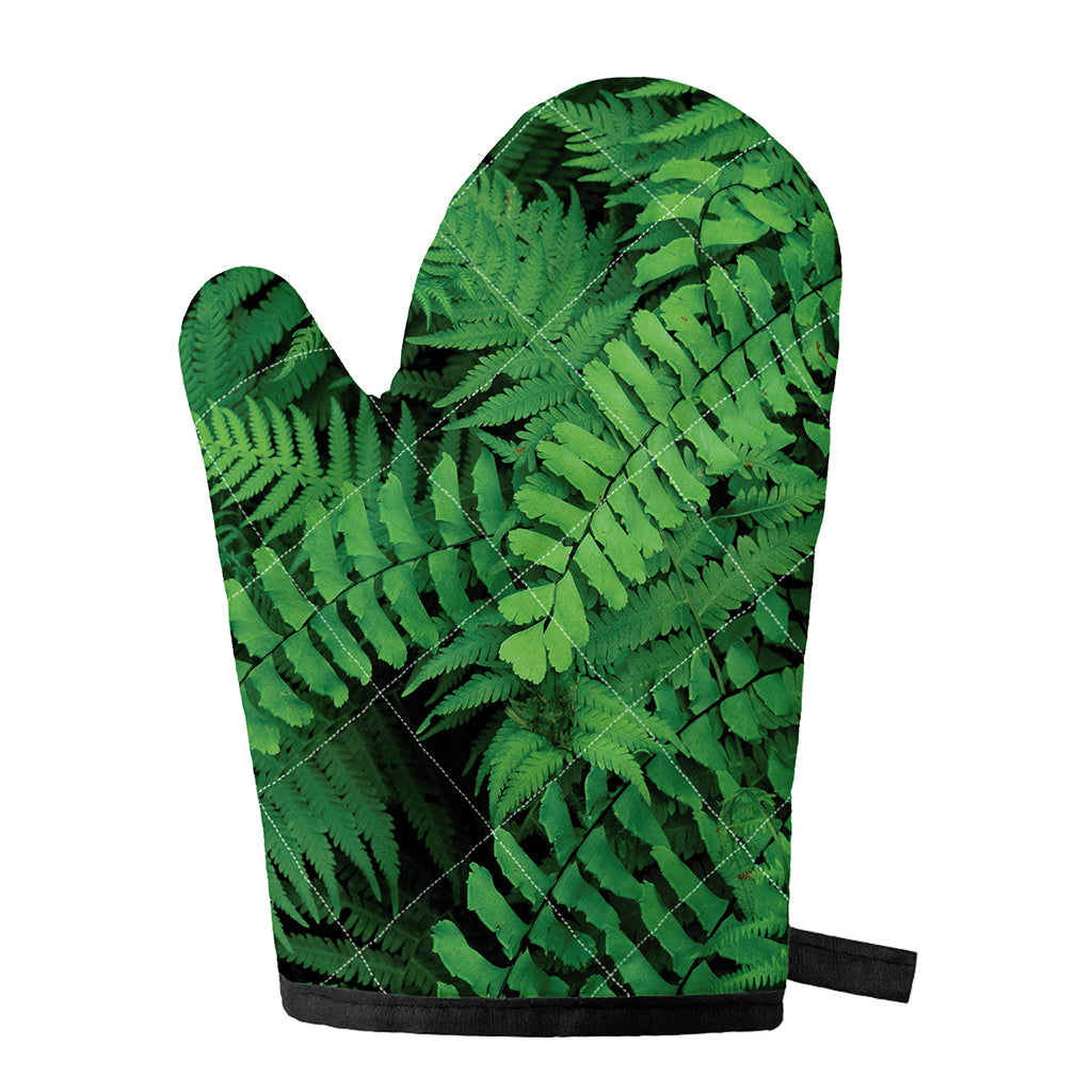 Green Fern Leaf Print Single Oven Mitt