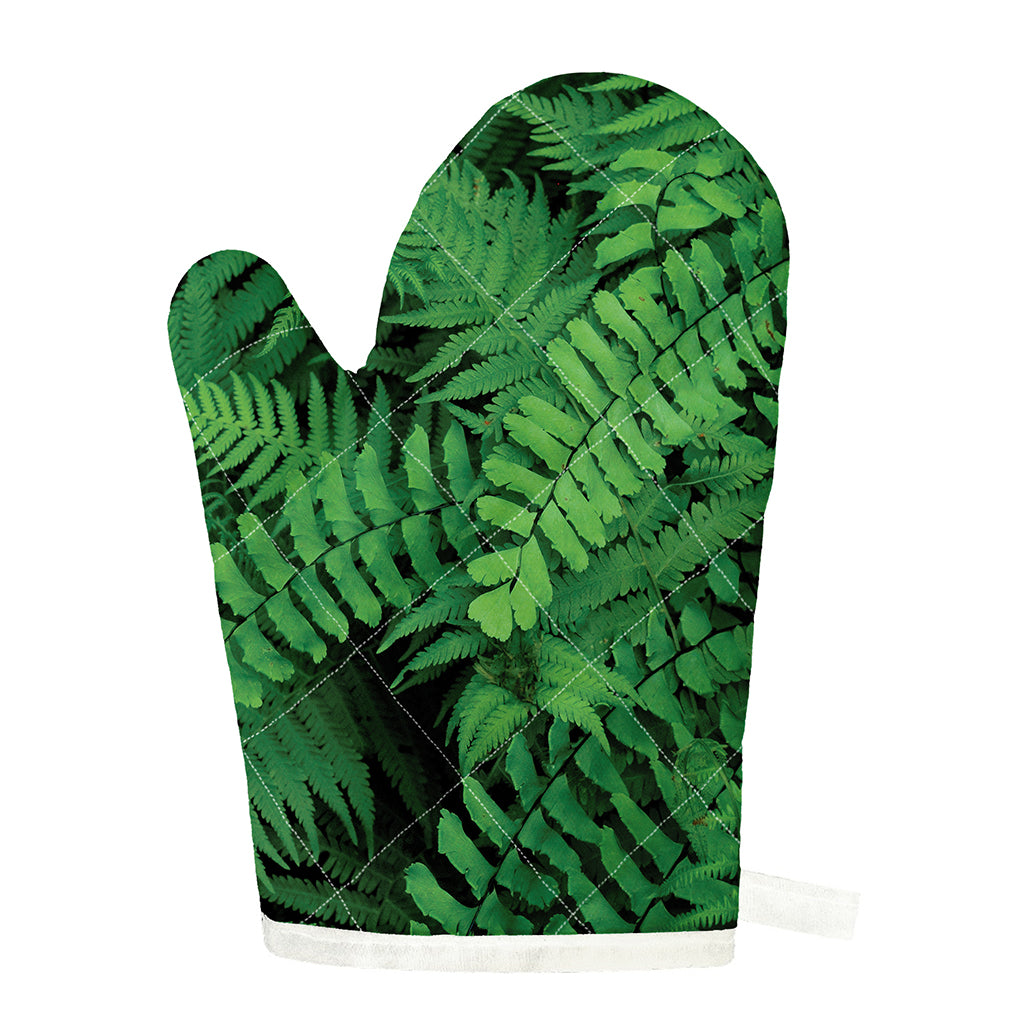 Green Fern Leaf Print Single Oven Mitt