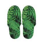 Green Fern Leaf Print Slippers