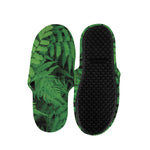 Green Fern Leaf Print Slippers