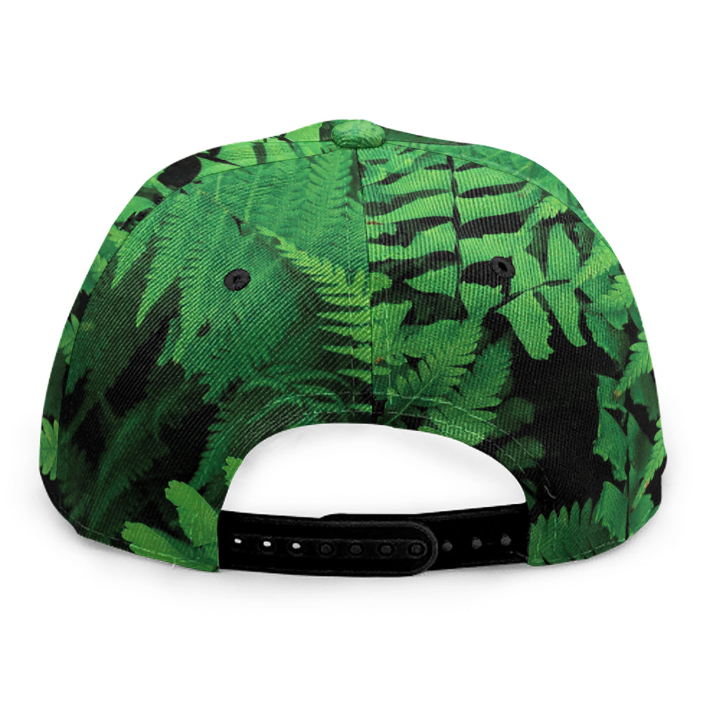 Green Fern Leaf Print Snapback Cap