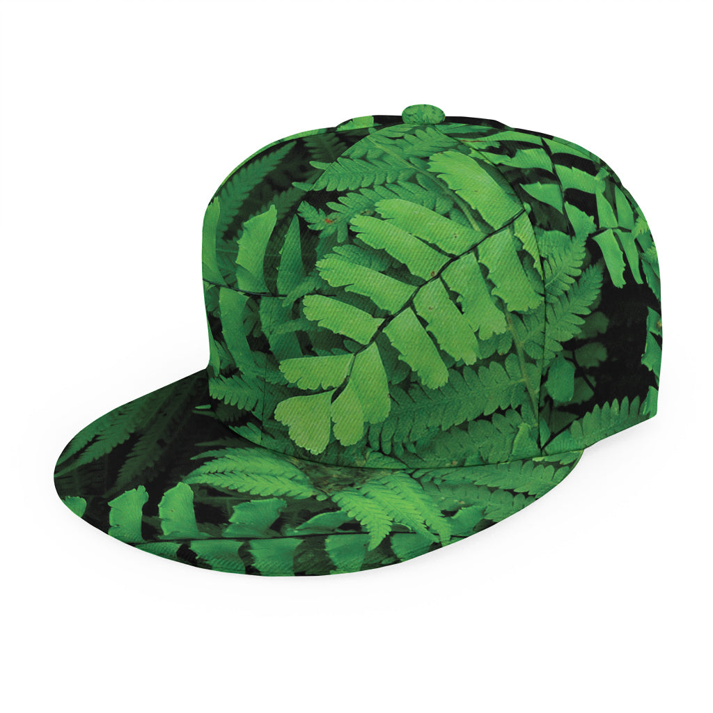 Green Fern Leaf Print Snapback Cap