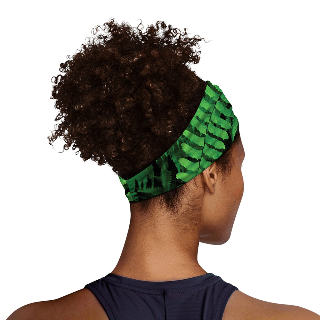 Green Fern Leaf Print Sports Headband