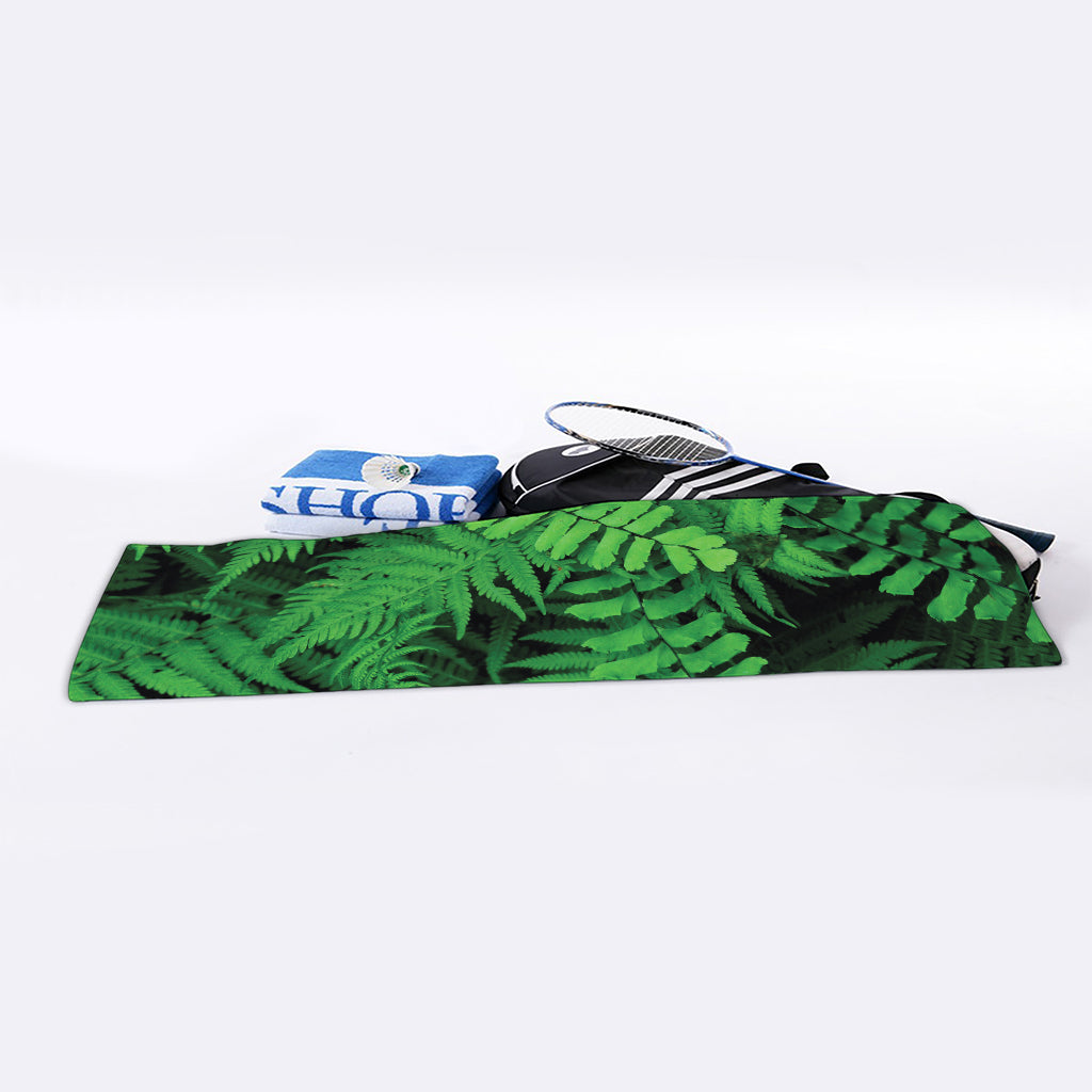 Green Fern Leaf Print Sports Towel
