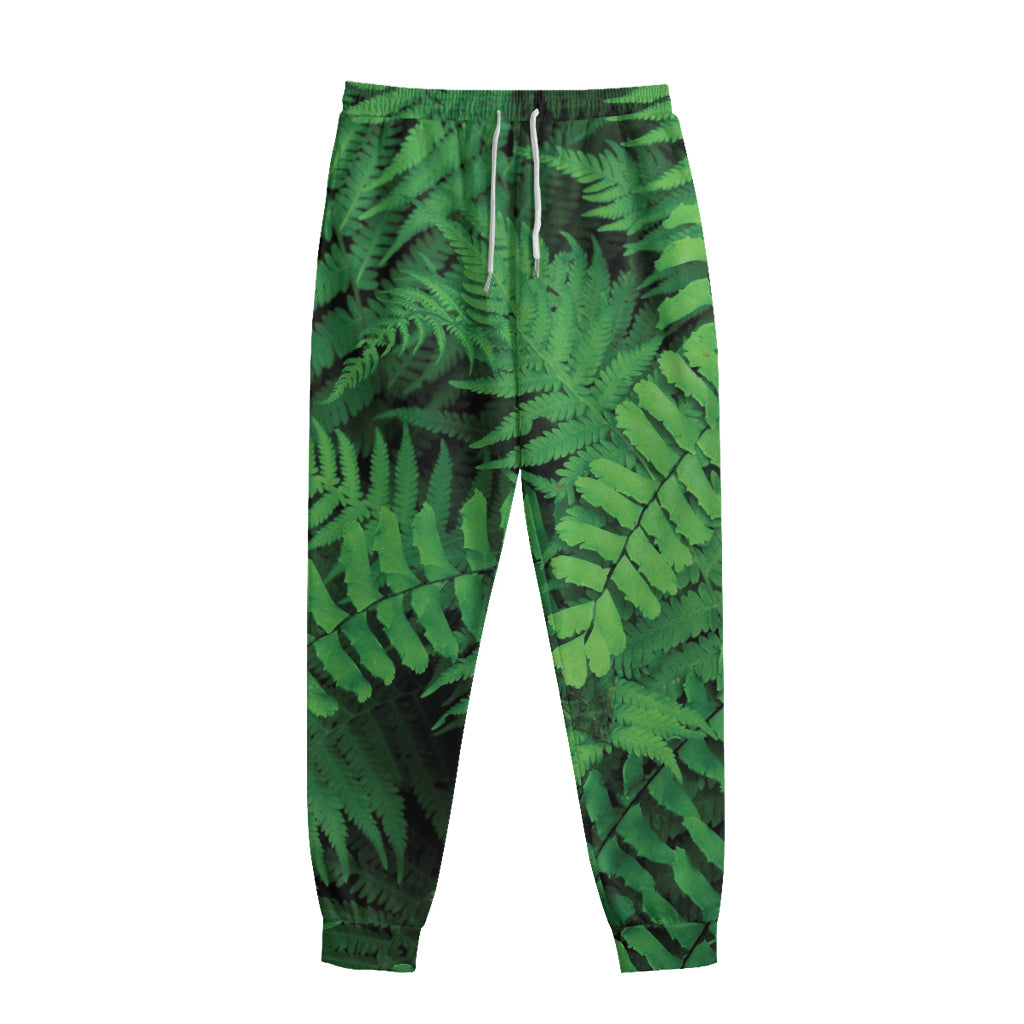 Green Fern Leaf Print Sweatpants